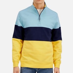 Club Rm blue, yellow cotton 1/4 zip